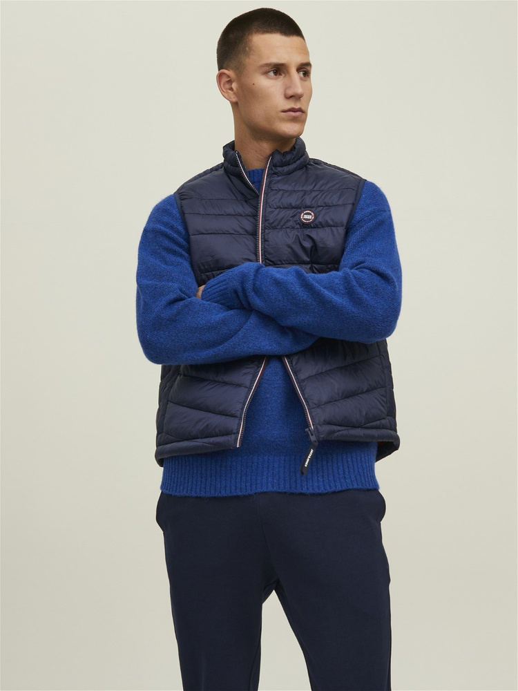 Jack & Jones puchowy bezrękawnik JJHERO BODYWARMER COLLAR 12211790 NAVY BLAZER/CONTRAST