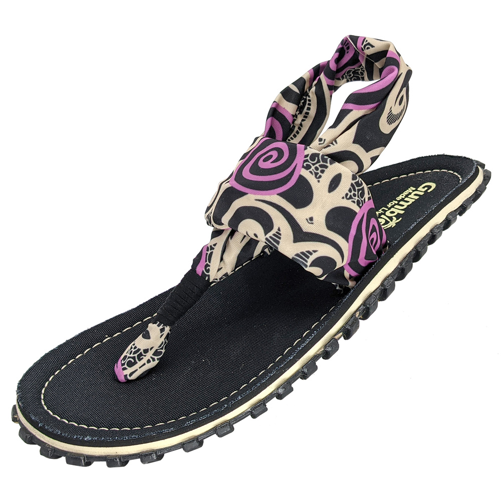 Gumbies - damskie japonki Slingback - BLACK SWIRLS