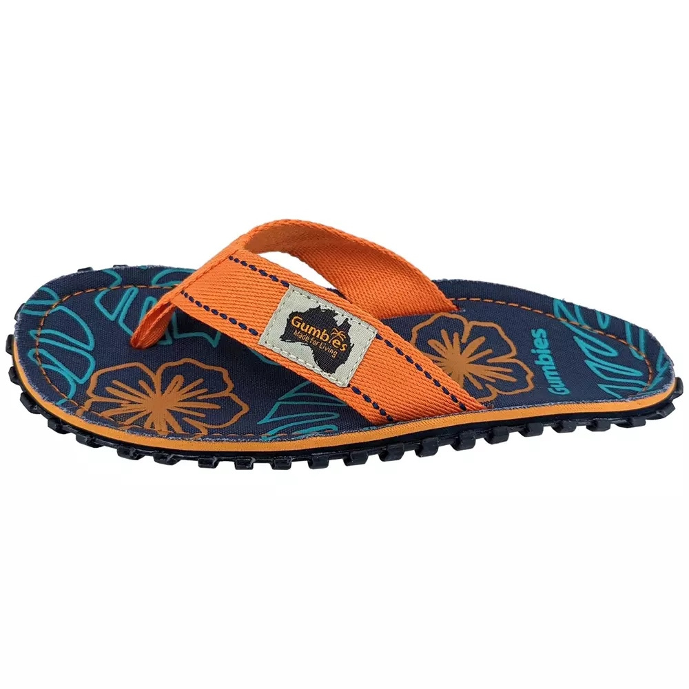  Gumbies unisex Islander Flip-Flops ORANGE HIBISCUS