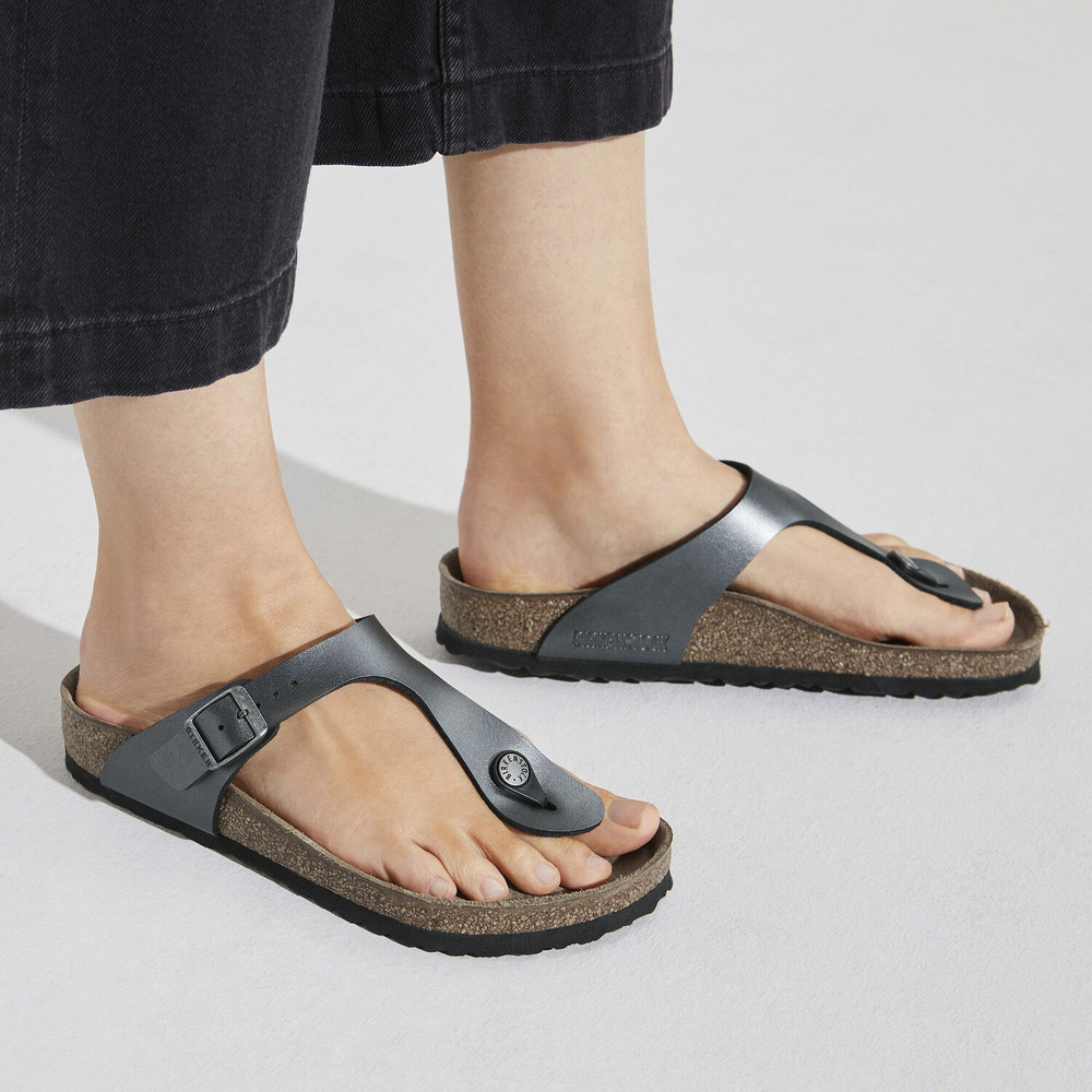 Birkenstock unisex flip flops GIZEH BS 1021428 METALLIC BLACK (standard width)