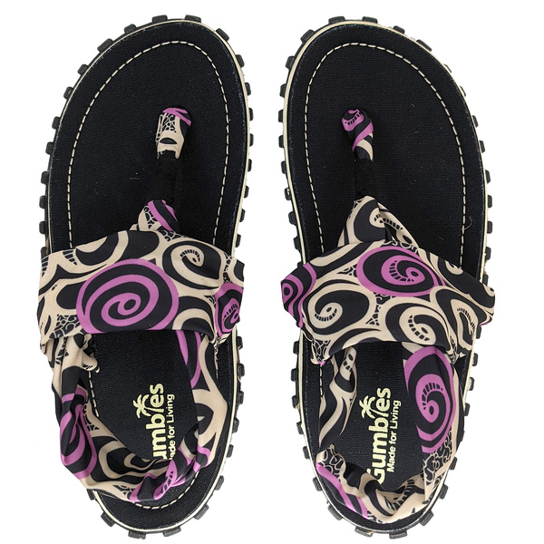 Gumbies - damskie japonki Slingback - BLACK SWIRLS