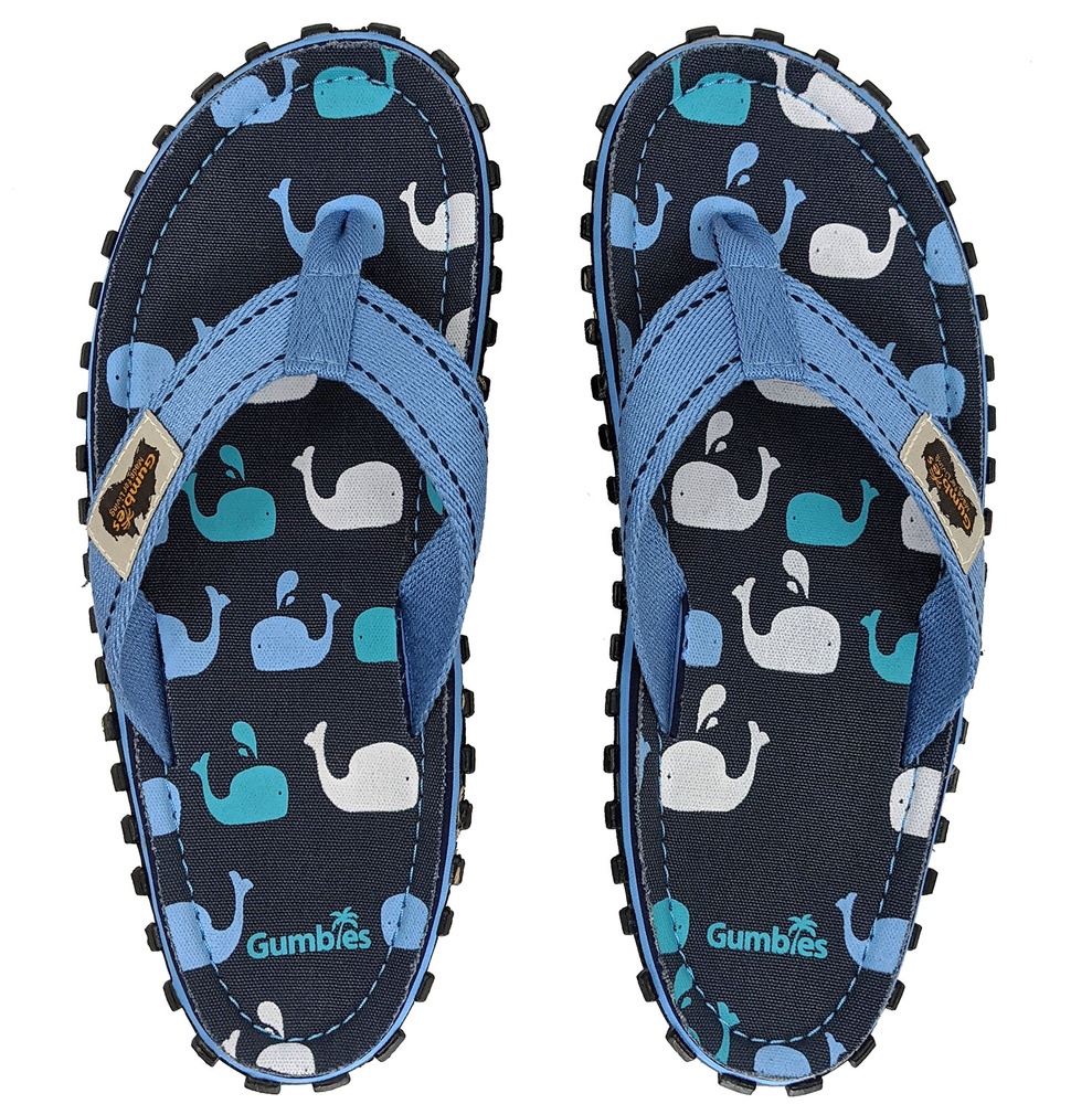 Gumbies - unisex flip flops ISLANDER - WHALES