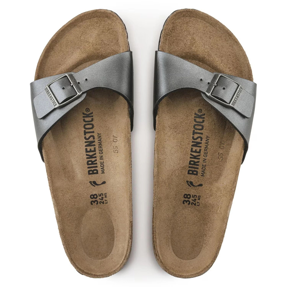 Birkenstock damskie klapki Madrid BS 1021532 METALLIC BLACK (szerokość wąska)