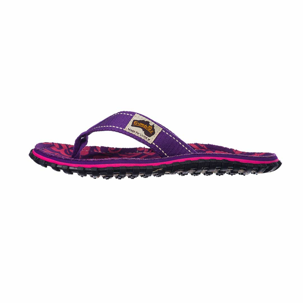 Gumbies - Damen ISLANDER CANVAS Flips-Flop - PURPLE HIBISCUS