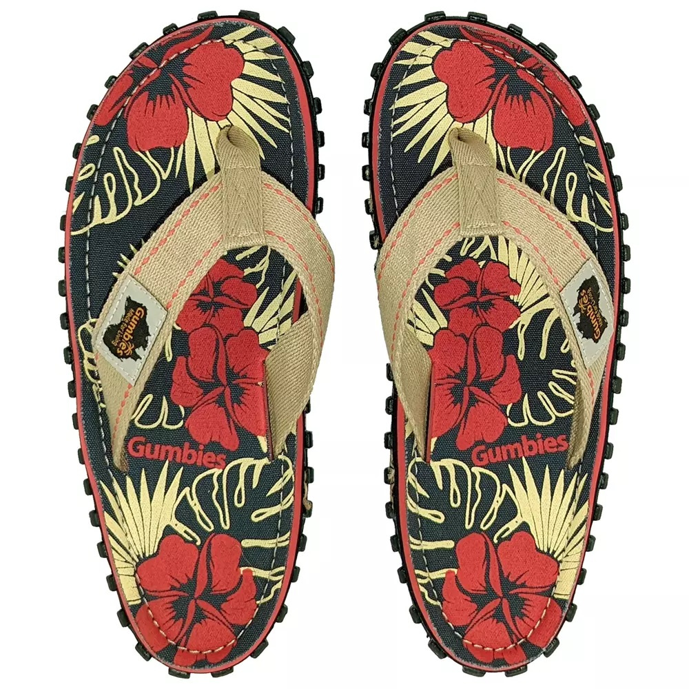 Gumbies Islander Flips-Flop DENIM HIBISCUS