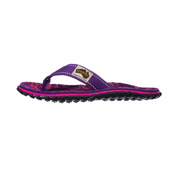 Gumbies - Damen ISLANDER CANVAS Flips-Flop - PURPLE HIBISCUS