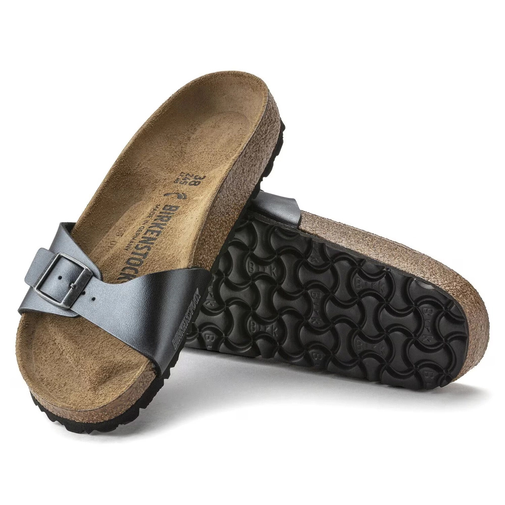 Birkenstock damskie klapki Madrid BS 1021532 METALLIC BLACK (szerokość wąska)