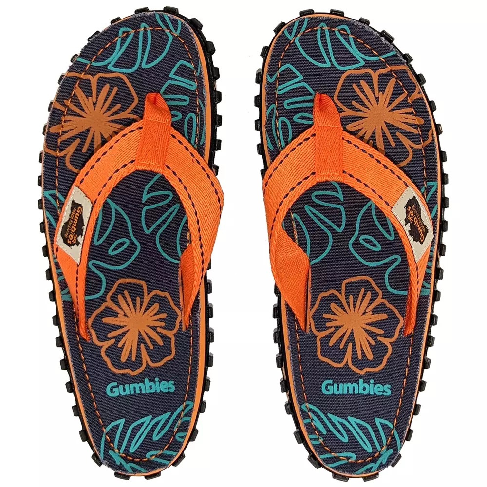  Gumbies unisex Islander Flip-Flops ORANGE HIBISCUS