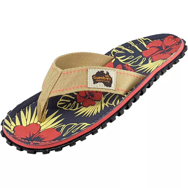 Gumbies Islander Flip Flops DENIM HIBISCUS