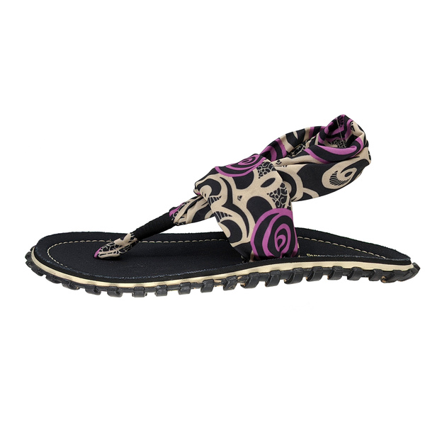 Gumbies - damskie japonki Slingback - BLACK SWIRLS