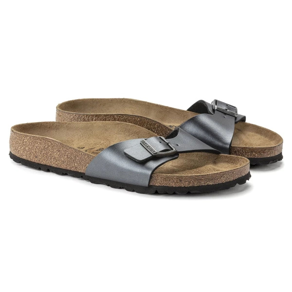 Birkenstock damskie klapki Madrid BS 1021532 METALLIC BLACK (szerokość wąska)